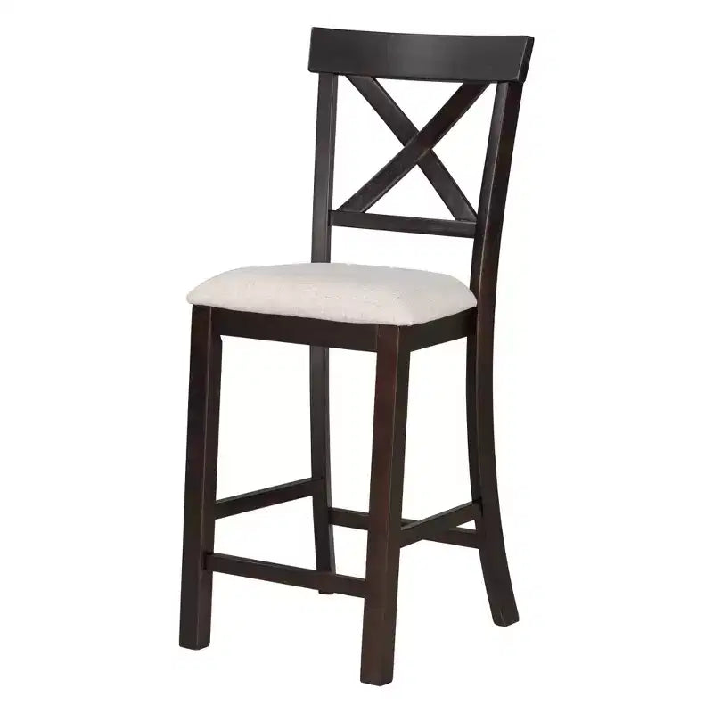 Juego de mesa de comedor de altura de mostrador Whisen de 6 piezas con estante, 4 sillas y un banco