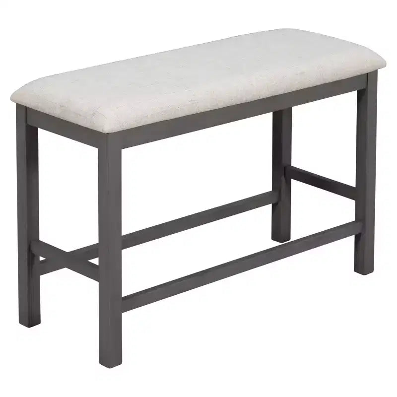 Juego de mesa de comedor de altura de mostrador Whisen de 6 piezas con estante, 4 sillas y un banco