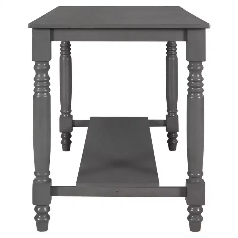 Juego de mesa de comedor de altura de mostrador Whisen de 6 piezas con estante, 4 sillas y un banco