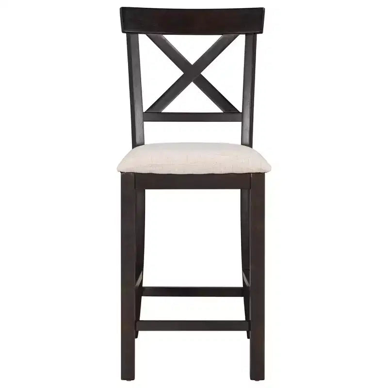 Juego de mesa de comedor de altura de mostrador Whisen de 6 piezas con estante, 4 sillas y un banco