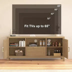 Mueble para TV de granja para televisores de hasta 65", centro de entretenimiento con estantes ajustables y almacenamiento.