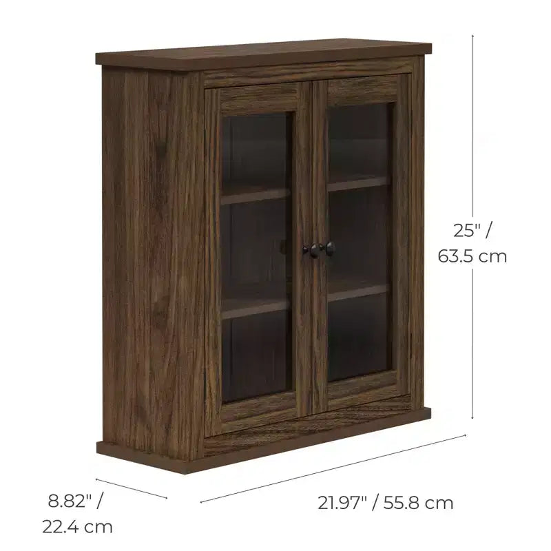 Teamson Home Donovan Gabinete de pared extraíble de dos puertas con estantes ajustables, Nogal