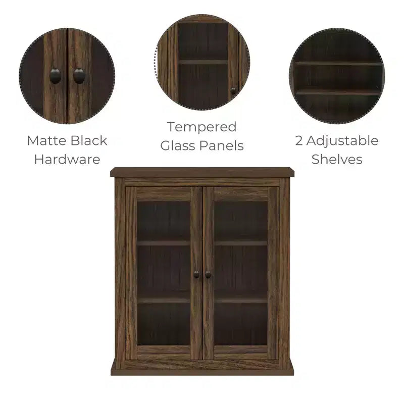 Teamson Home Donovan Gabinete de pared extraíble de dos puertas con estantes ajustables, Nogal