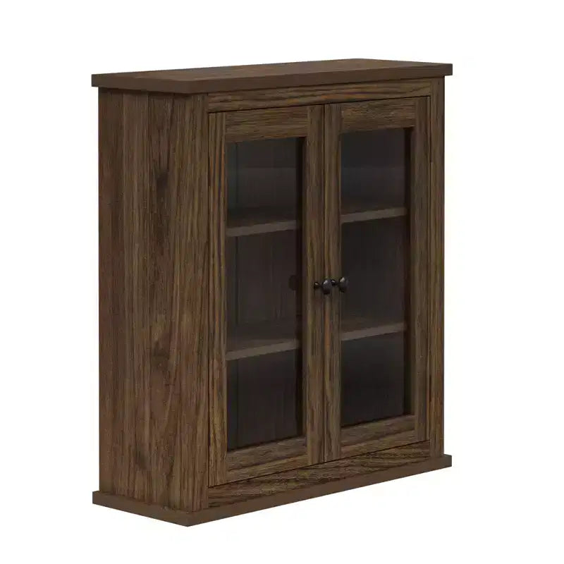 Teamson Home Donovan Gabinete de pared extraíble de dos puertas con estantes ajustables, Nogal