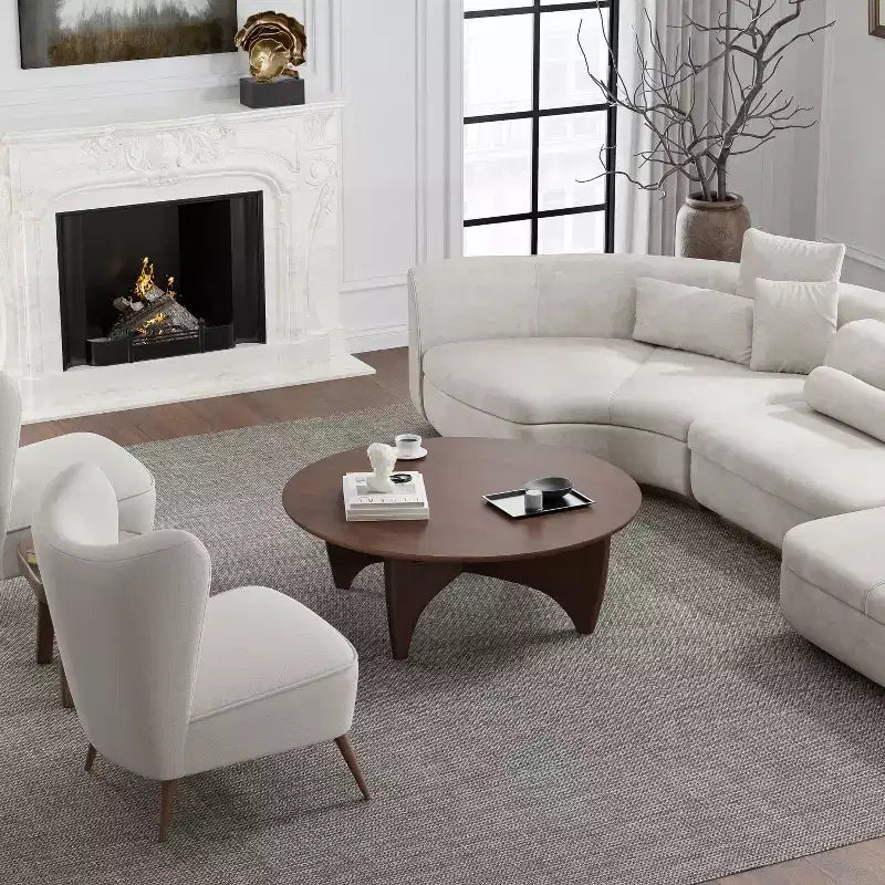 Mesa de centro redonda de madera maciza PexFix