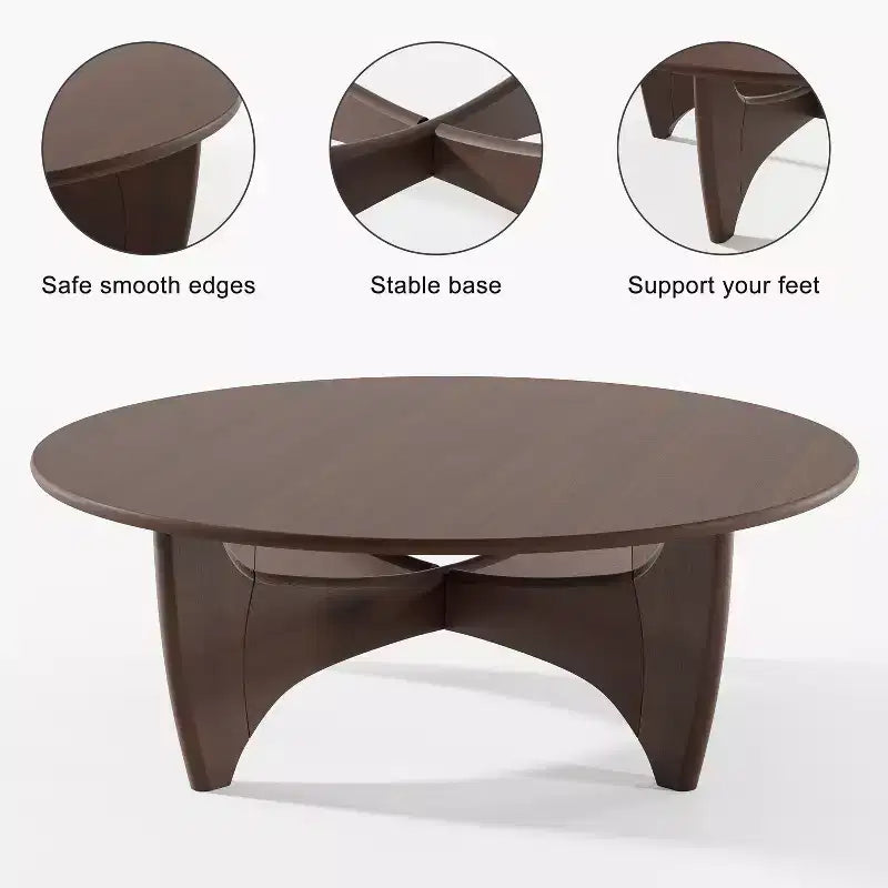 Mesa de centro redonda de madera maciza PexFix