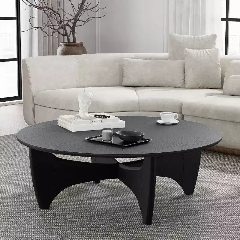 Mesa de centro redonda de madera maciza PexFix