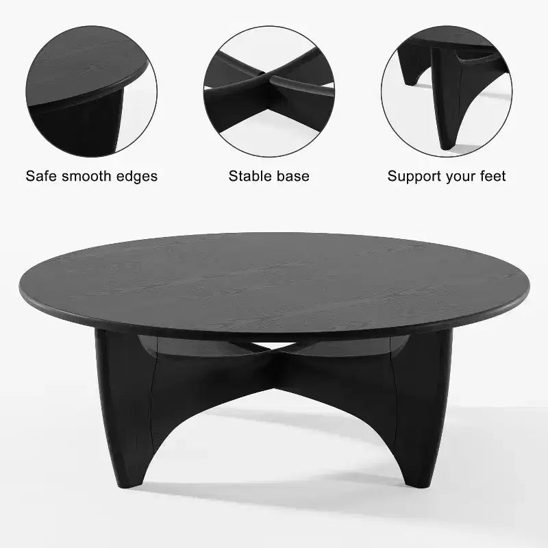 Mesa de centro redonda de madera maciza PexFix