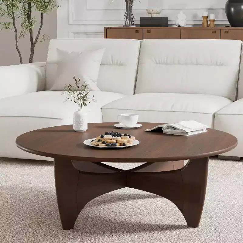Mesa de centro redonda de madera maciza PexFix