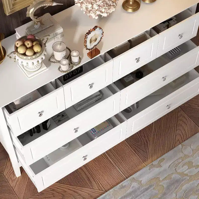 Famapy Cajonera Organizadora de Dormitorio con 8 Cajones, Diseño Clásico, Color Blanco