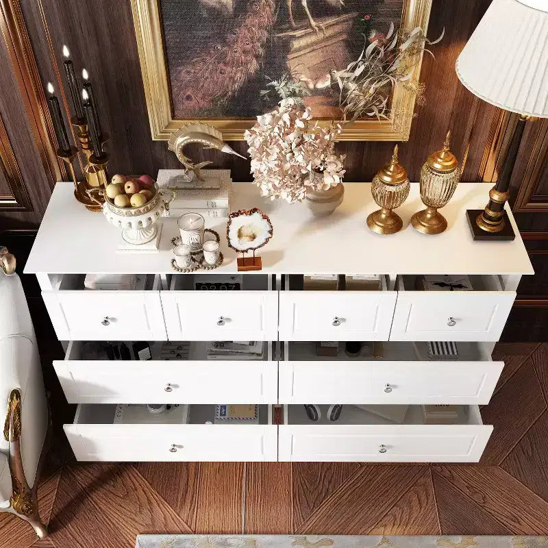 Famapy Cajonera Organizadora de Dormitorio con 8 Cajones, Diseño Clásico, Color Blanco