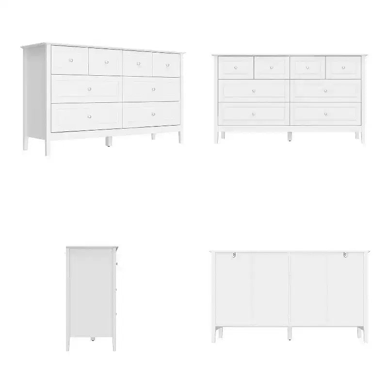 Famapy Cajonera Organizadora de Dormitorio con 8 Cajones, Diseño Clásico, Color Blanco