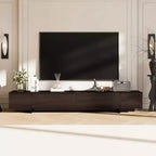 Famapy Brown Long TV Cabinet Woodgrain Finish 4 Drawers Storage