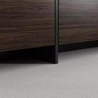 Mesita de Noche/Auxiliar con Diseño de Patrón Grabado en Relieve 3D, 12W, Negro Natural Marrón