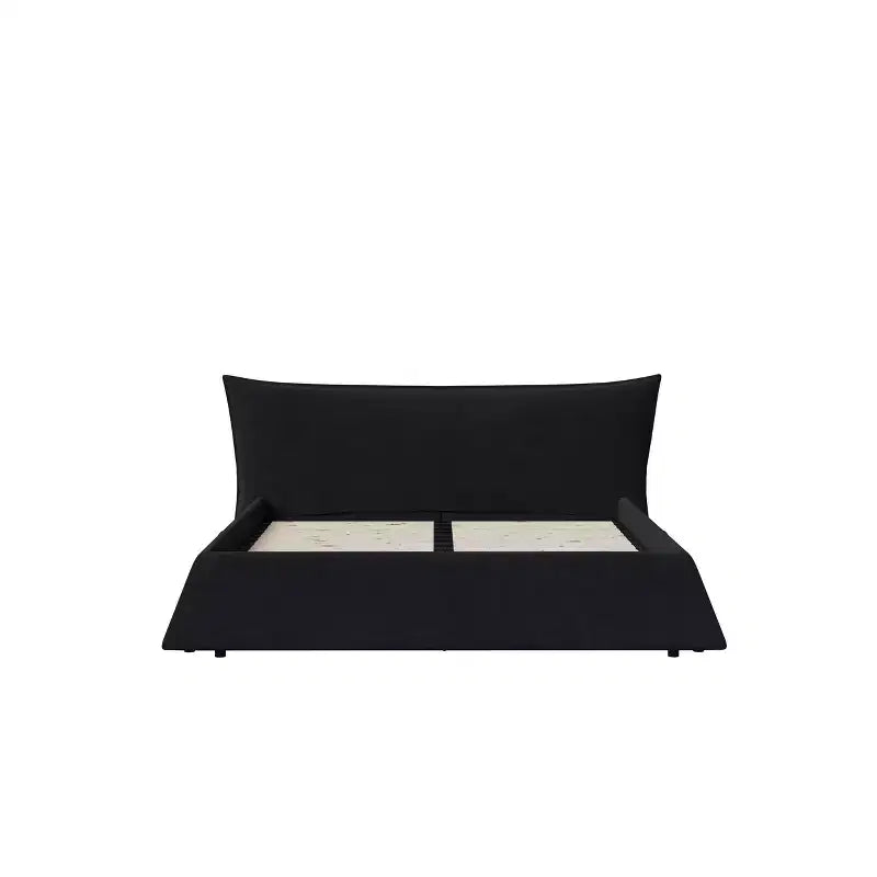 Cama con plataforma tapizada de madera maciza GDFStudio con cabecero de terciopelo con forma especial
