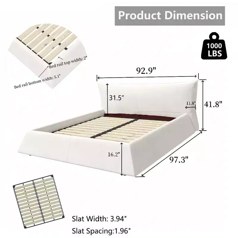 Cama con plataforma tapizada de madera maciza GDFStudio con cabecero de terciopelo con forma especial