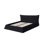 Cama con plataforma tapizada de madera maciza GDFStudio con cabecero de terciopelo con forma especial