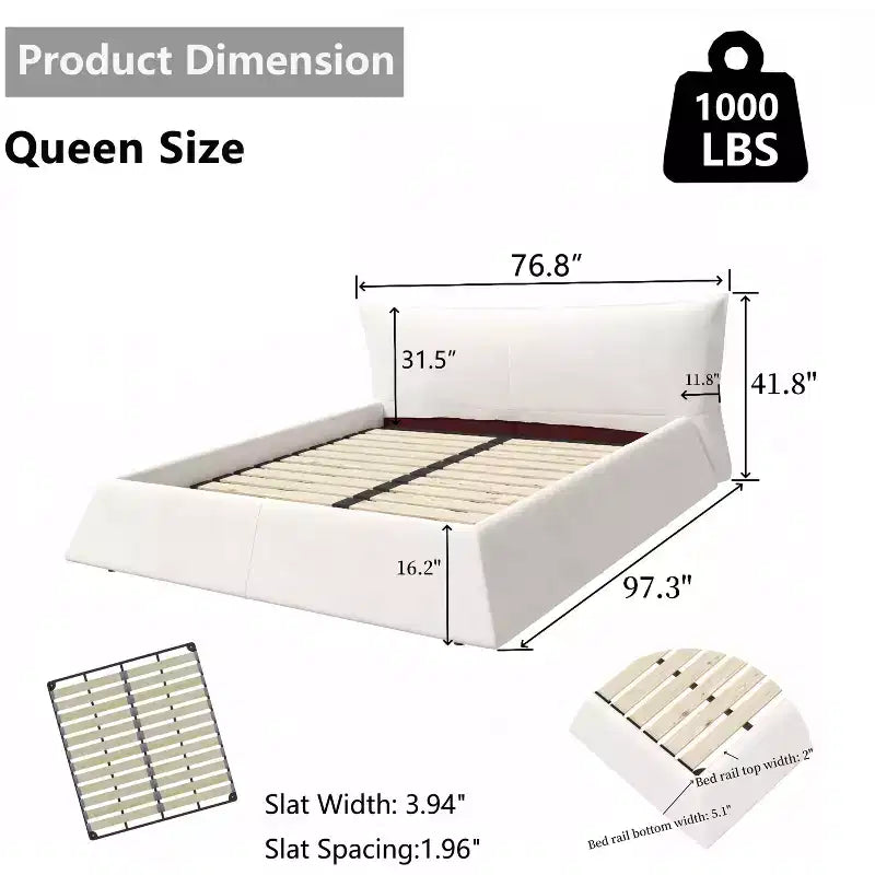 Cama con plataforma tapizada de madera maciza GDFStudio con cabecero de terciopelo con forma especial
