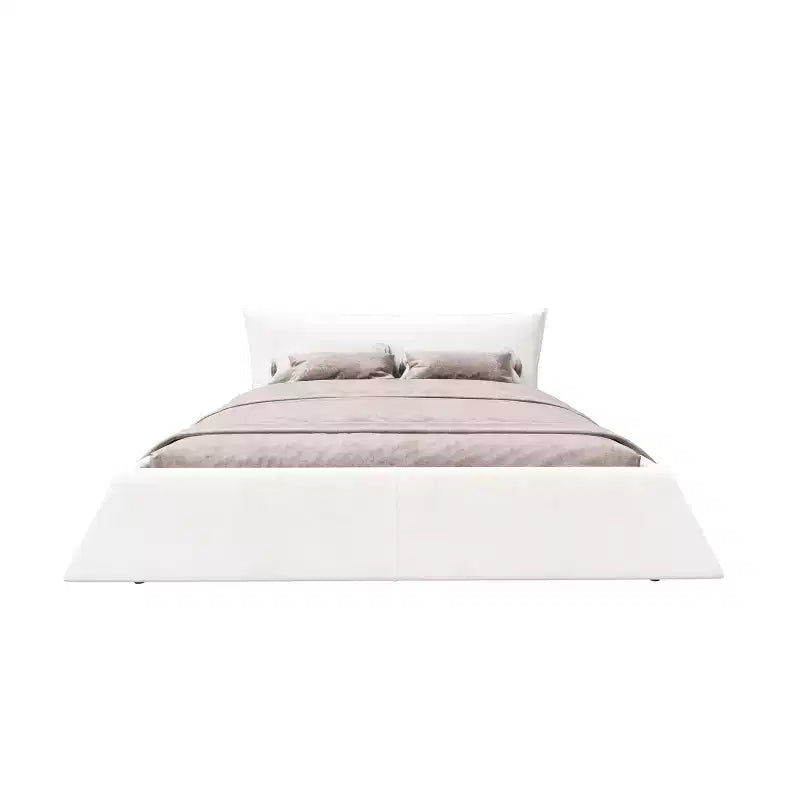 Cama con plataforma tapizada de madera maciza GDFStudio con cabecero de terciopelo con forma especial