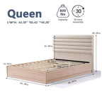 Estructura de cama de madera contemporánea Anatoli de Christopher Knight Home con cabecero tapizado de tela bouclé color topo