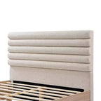 Estructura de cama de madera contemporánea Anatoli de Christopher Knight Home con cabecero tapizado de tela bouclé color topo