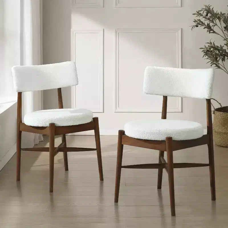 Christopher Knight Home Lumen Sillas de comedor modernas tapizadas en mezcla de lino y madera de caucho (juego de 2)