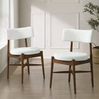 Christopher Knight Home Lumen Sillas de comedor modernas tapizadas en mezcla de lino y madera de caucho (juego de 2)
