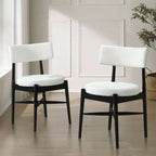 Christopher Knight Home Lumen Sillas de comedor modernas tapizadas en mezcla de lino y madera de caucho (juego de 2)