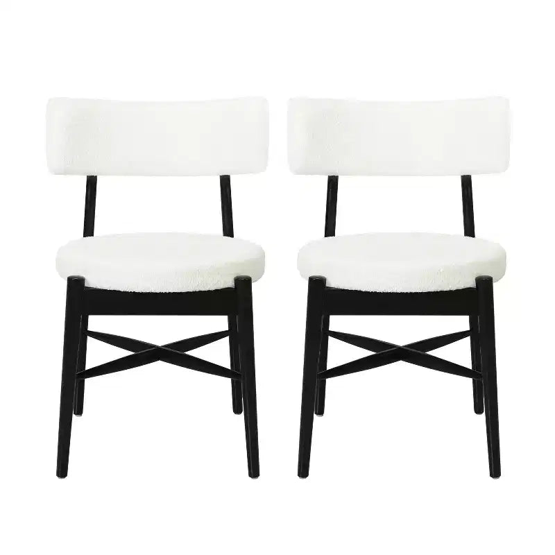 Christopher Knight Home Lumen Sillas de comedor modernas tapizadas en mezcla de lino y madera de caucho (juego de 2)