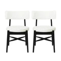 Christopher Knight Home Lumen Sillas de comedor modernas tapizadas en mezcla de lino y madera de caucho (juego de 2)