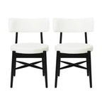 Christopher Knight Home Lumen Sillas de comedor modernas tapizadas en mezcla de lino y madera de caucho (juego de 2)