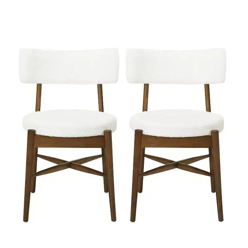 Christopher Knight Home Lumen Sillas de comedor modernas tapizadas en mezcla de lino y madera de caucho (juego de 2)
