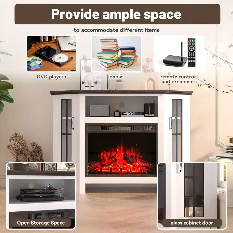 Mueble de TV rústico de 48" para televisores de hasta 80" con estantes abiertos y armarios laterales Consola multimedia