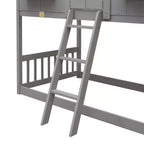 Litera Whisen con techo, ventana, jardinera, puerta, barandillas de seguridad y escalera, tamaño doble sobre doble