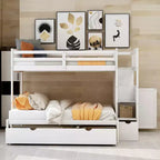 Litera Whisen Twin sobre Full / Twin, cama inferior convertible, estantes de almacenamiento y cajones