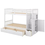 Litera Whisen Twin sobre Full / Twin, cama inferior convertible, estantes de almacenamiento y cajones
