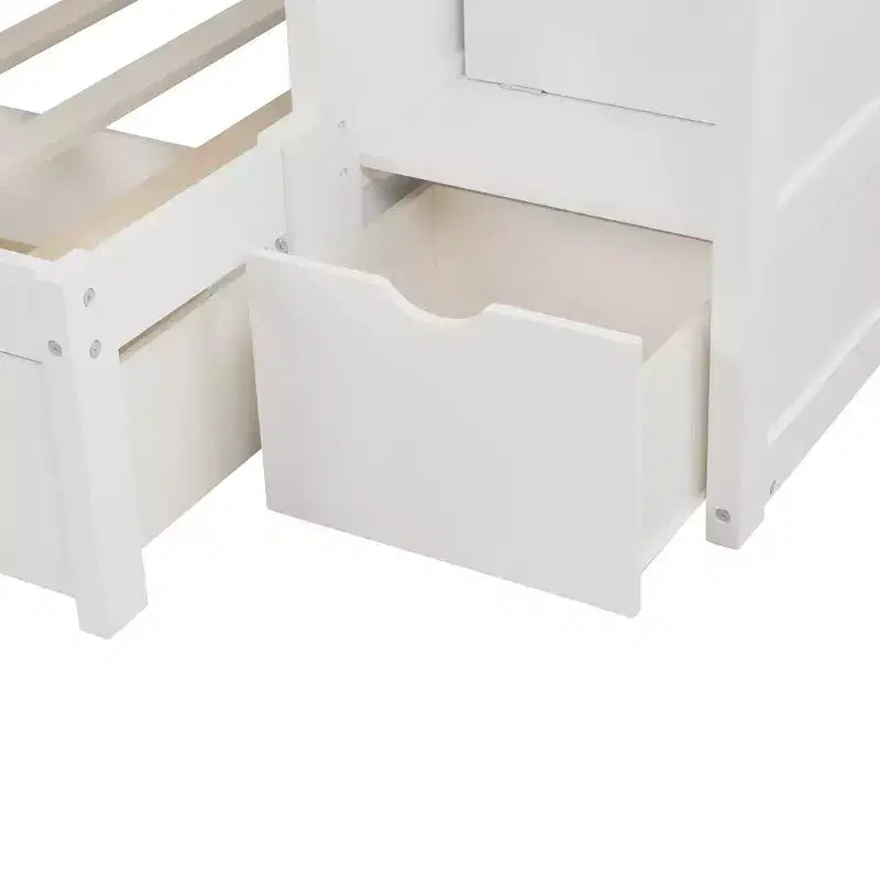 Litera Whisen Twin sobre Full / Twin, cama inferior convertible, estantes de almacenamiento y cajones