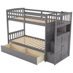 Litera Whisen Twin sobre Full / Twin, cama inferior convertible, estantes de almacenamiento y cajones