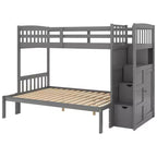 Litera Whisen Twin sobre Full / Twin, cama inferior convertible, estantes de almacenamiento y cajones