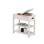 Mesa Auxiliar Compacta con Cajones y Estante Inferior Abatible para Almacenamiento Eficiente