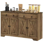 Aparador bufet HOMCOM, mueble de barra de café estilo rústico con 2 cajones y puertas correderas, mesa de bufet con estantes ajustables