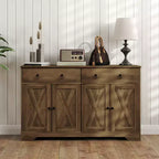 Aparador bufet HOMCOM, mueble de barra de café estilo rústico con 2 cajones y puertas correderas, mesa de bufet con estantes ajustables