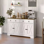 Aparador bufet HOMCOM, mueble de barra de café estilo rústico con 2 cajones y puertas correderas, mesa de bufet con estantes ajustables