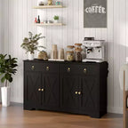 Aparador bufet HOMCOM, mueble de barra de café estilo rústico con 2 cajones y puertas correderas, mesa de bufet con estantes ajustables