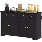 Aparador bufet HOMCOM, mueble de barra de café estilo rústico con 2 cajones y puertas correderas, mesa de bufet con estantes ajustables
