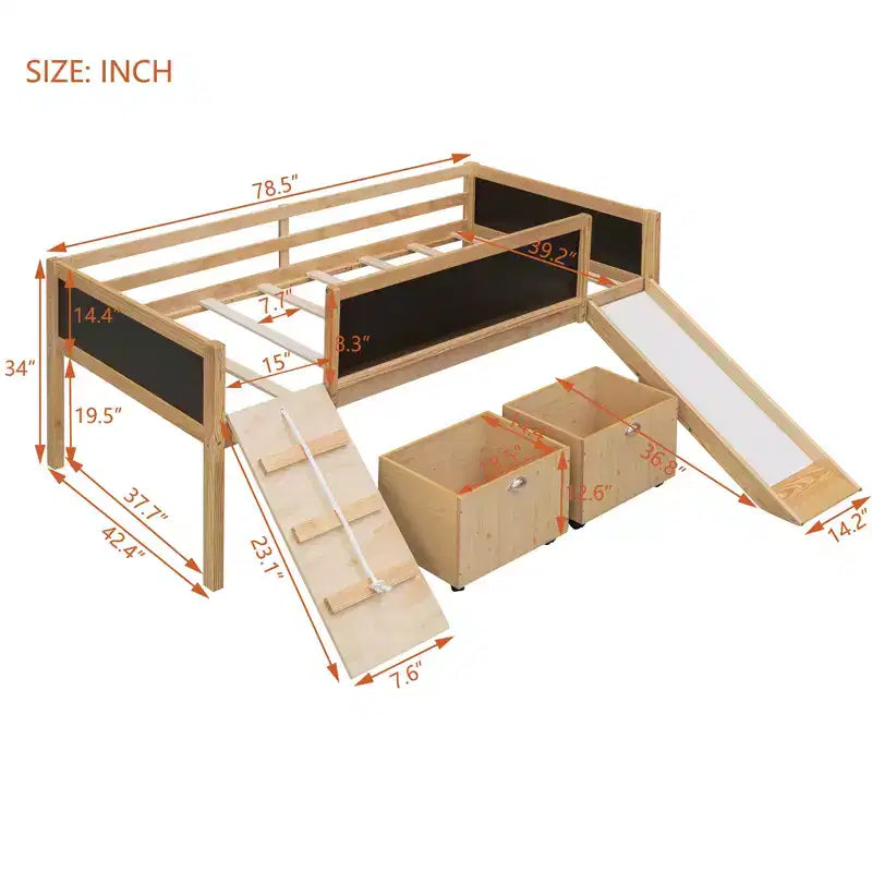 Whisen 78.5L x 79.2W Cama alta de tamaño individual con diseño moderno y dos cajas de almacenamiento