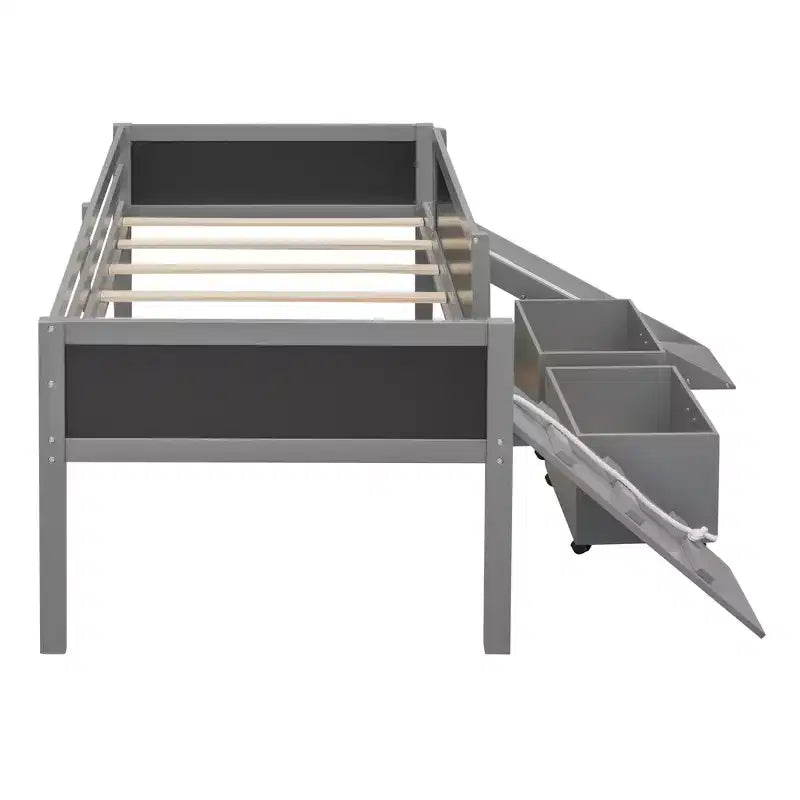 Whisen 78.5L x 79.2W Cama alta de tamaño individual con diseño moderno y dos cajas de almacenamiento