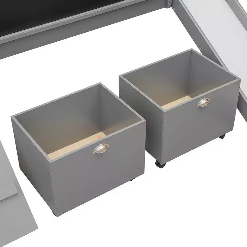 Whisen 78.5L x 79.2W Cama alta de tamaño individual con diseño moderno y dos cajas de almacenamiento