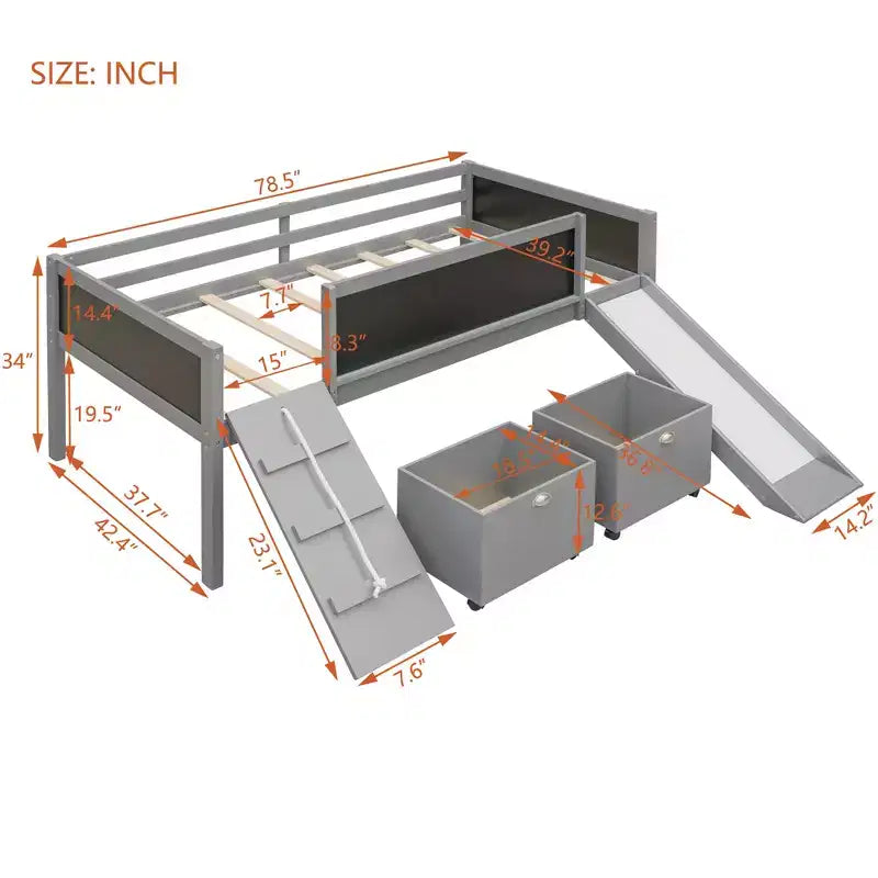 Whisen 78.5L x 79.2W Cama alta de tamaño individual con diseño moderno y dos cajas de almacenamiento