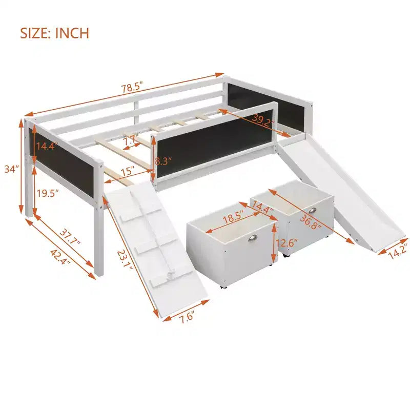 Whisen 78.5L x 79.2W Cama alta de tamaño individual con diseño moderno y dos cajas de almacenamiento